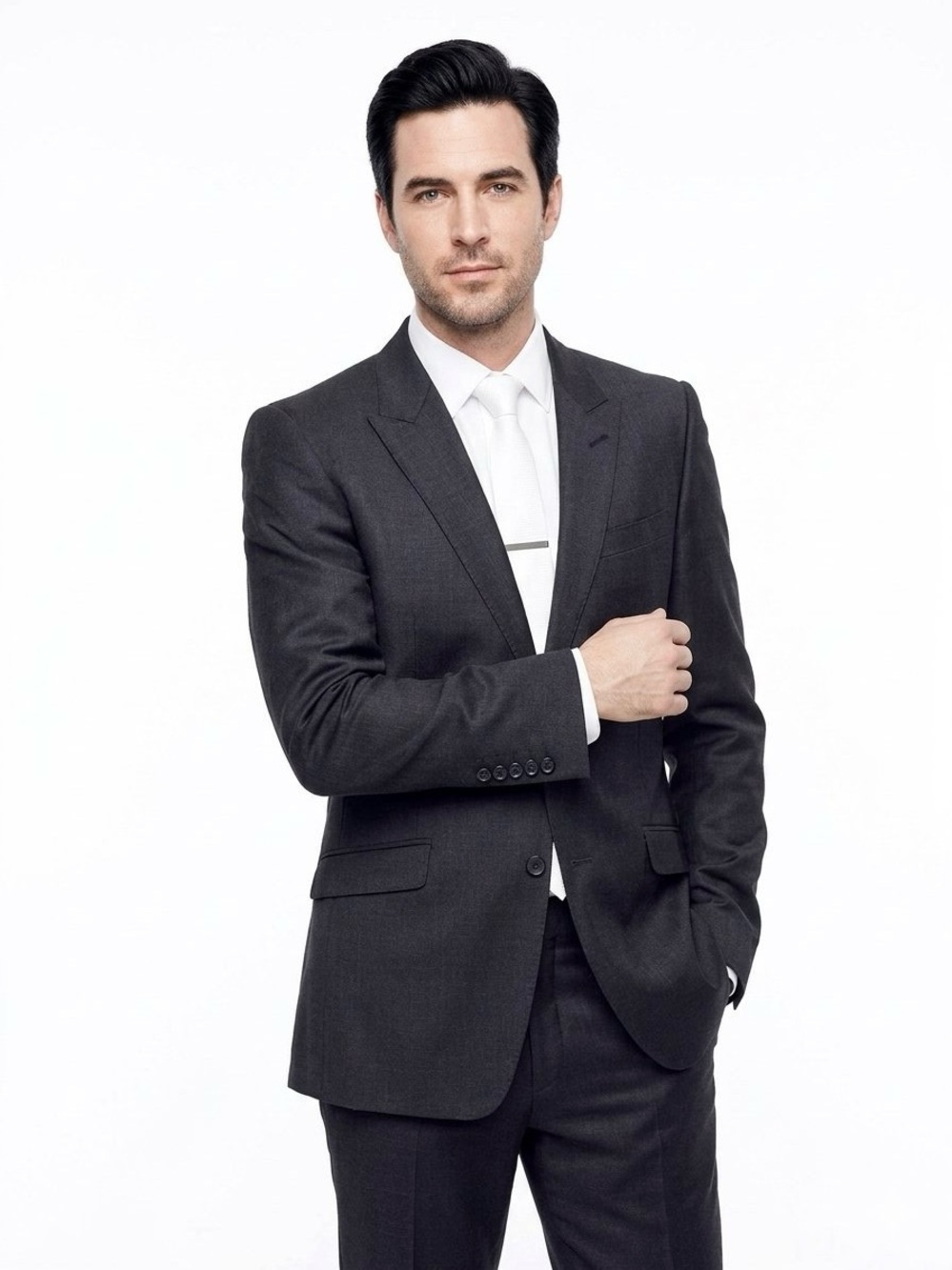 $1600 Versace Sparkling Suit Blazer Embroidered Peaked Lapel Black Charcoal 40R